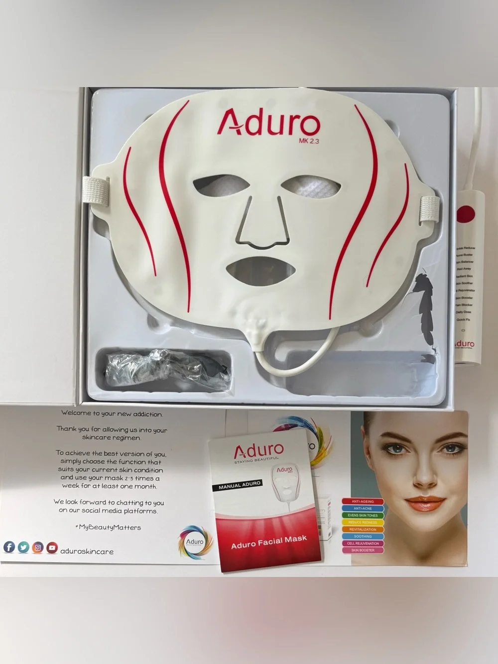 Aduro LED Face Mask - Red Light Therapy - Box Included - Lightly Used - Picture 3 of 12